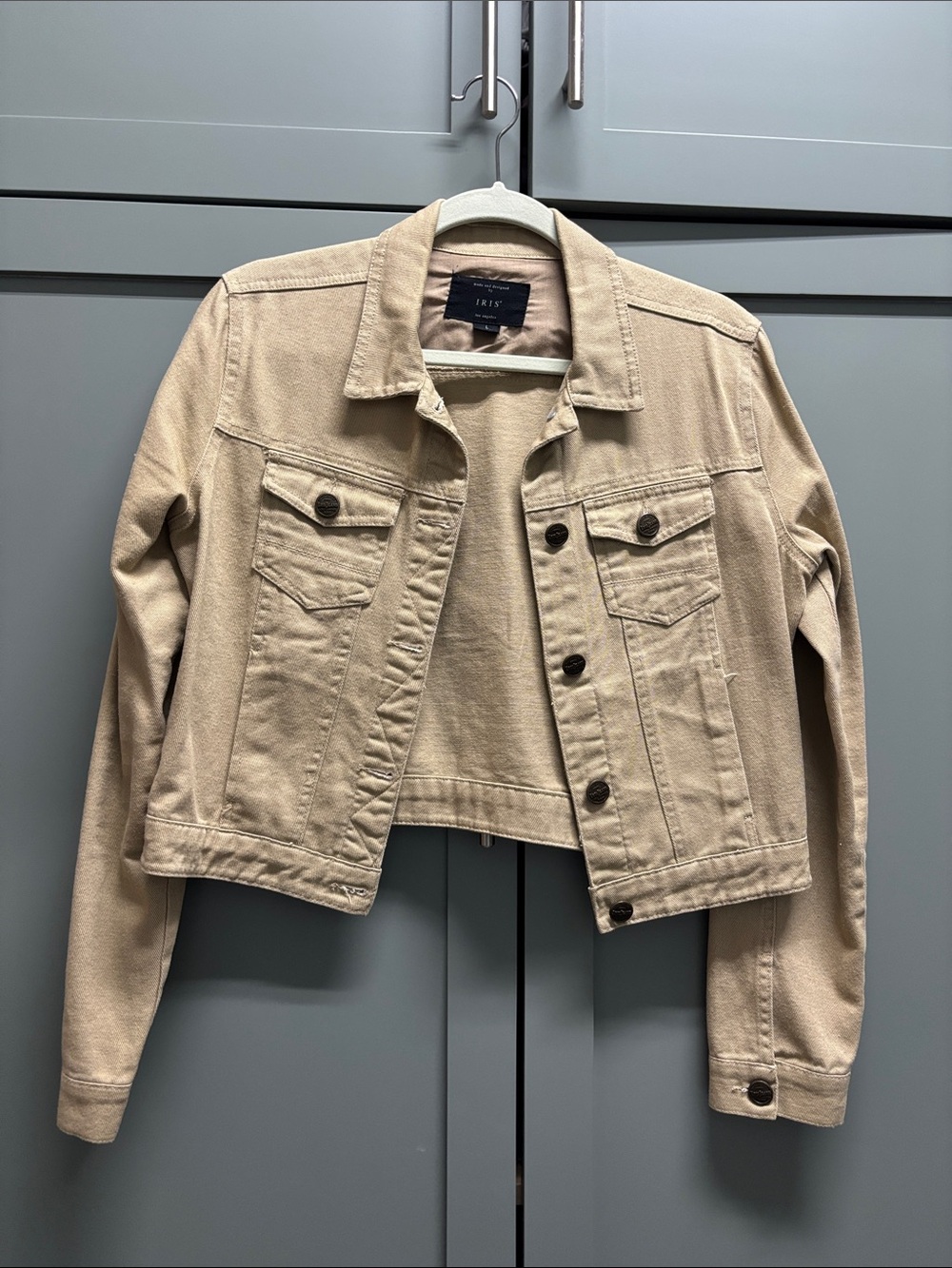iris Beige Cropped Jean Jacket